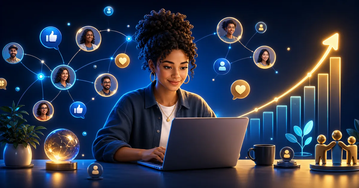 Creator building an authentic social network with community connections and growth analytics
