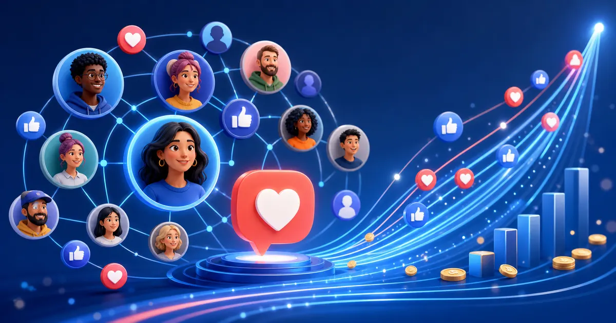 Connected Facebook community creating authentic reactions and audience engagement