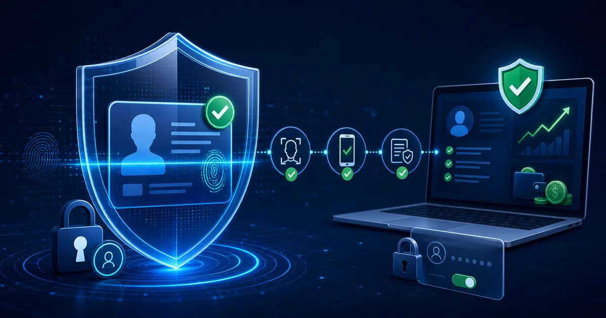 Secure identity card and biometric checks protecting a verified earning account